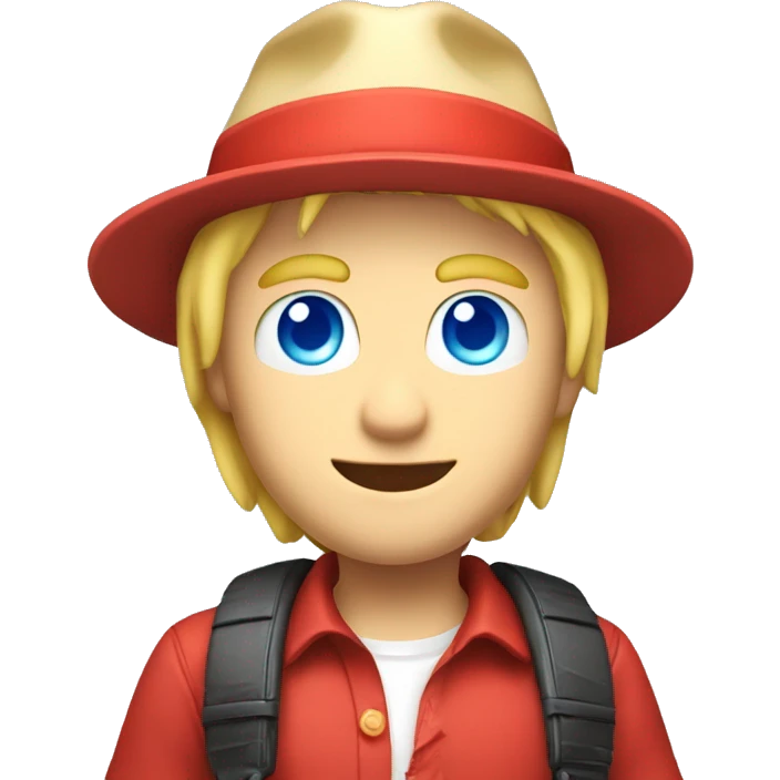blond guy with blue eyes and hat red playing video games manette  nintendo emoji