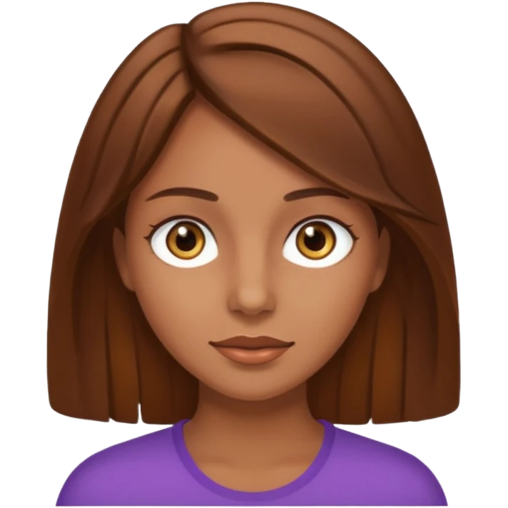 Tan skinned woman with brown hair hazel colored eyes. emoji