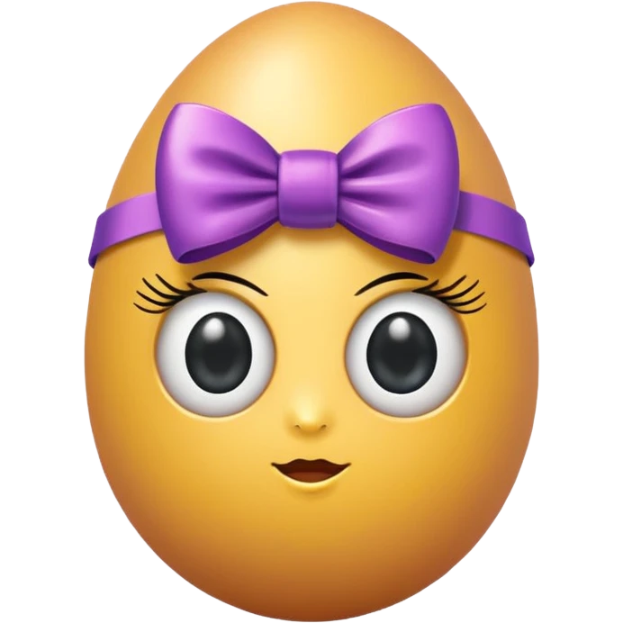 Egg emoji with lashes and a bow emoji