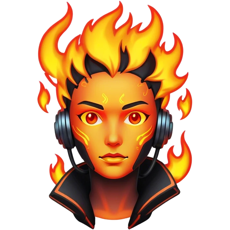 Fire cyberpunk outline neon emoji