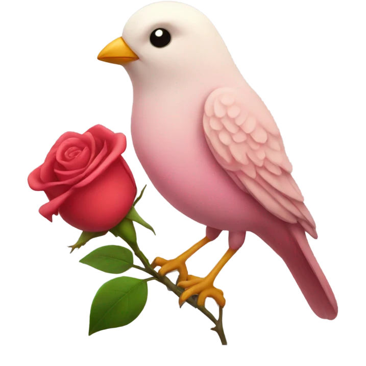 Rose bird with heart emoji