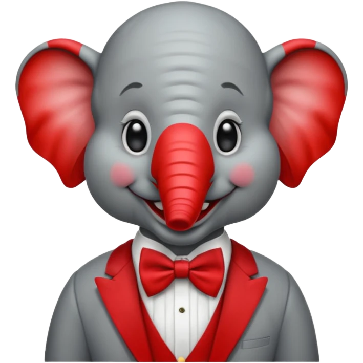Elephant clown with big bowtie emoji
