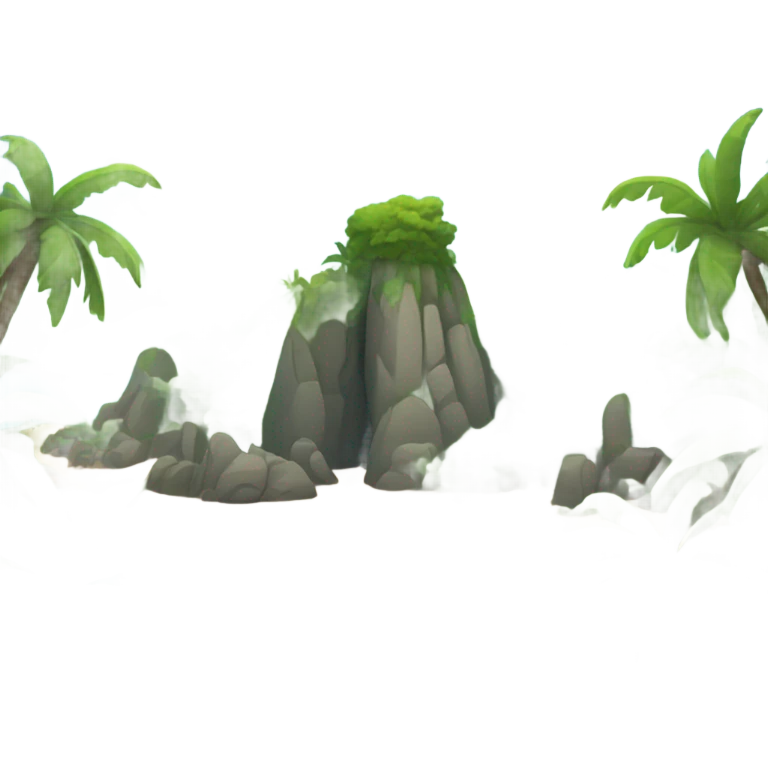 A beach with rocks and jungle  emoji