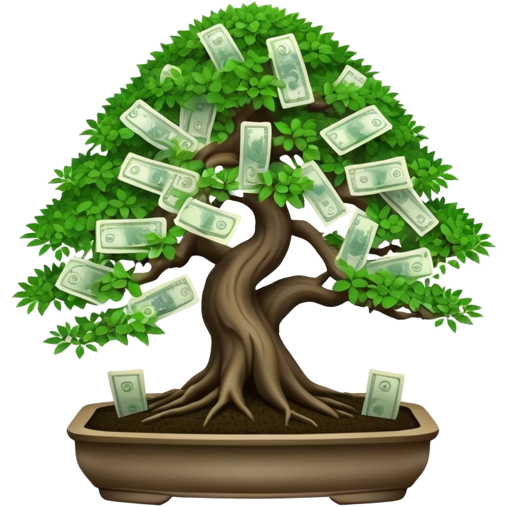 Bonzai with banknotes emoji
