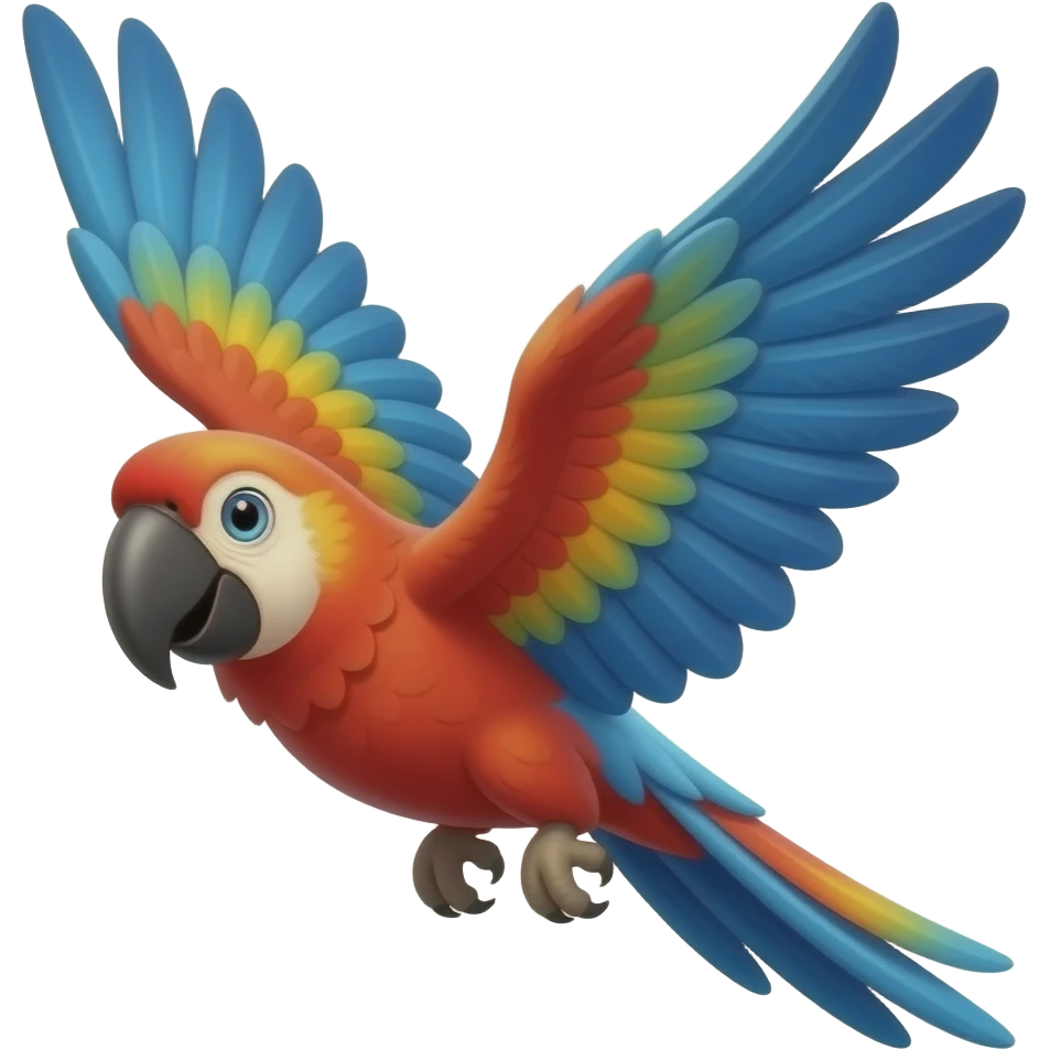 Cartoon parrot flying emoji