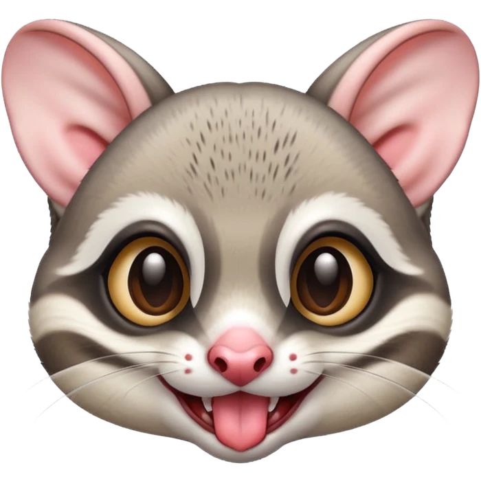cute sugar glider head only, tongue out, classic emoji style, bright and playful emoji