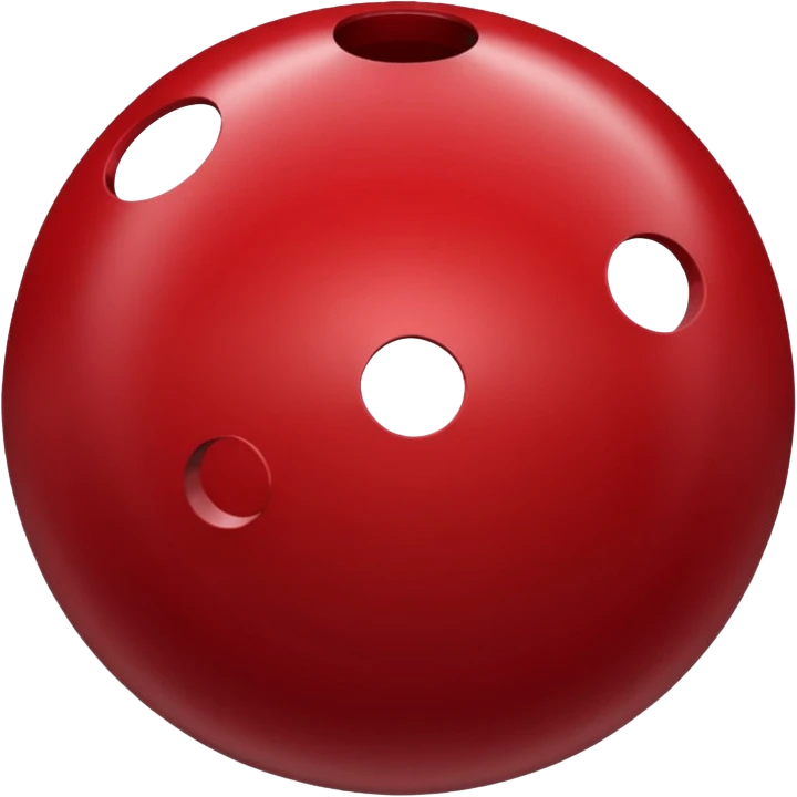 red bowling ball with 3 finger holes in. a triangle emoji