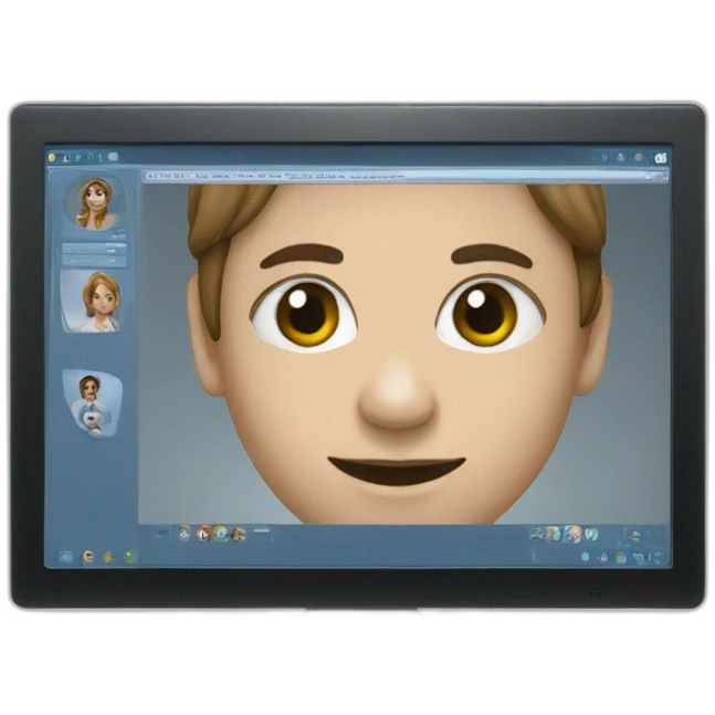 monitor with the video call on the screen emoji