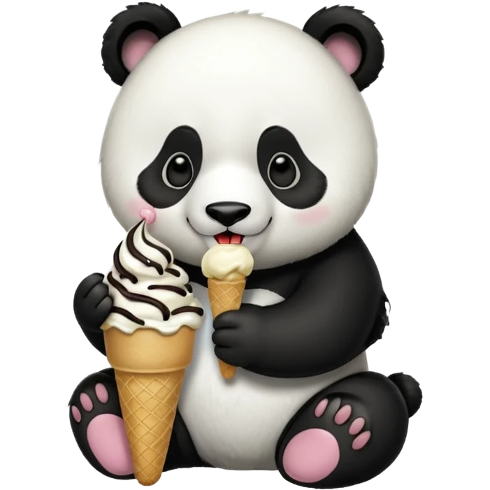 Panda eating ice cream emoji