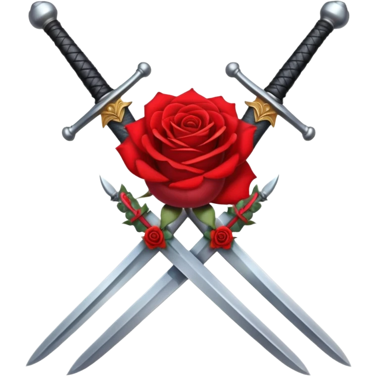 Crossed weapons with a rose emoji