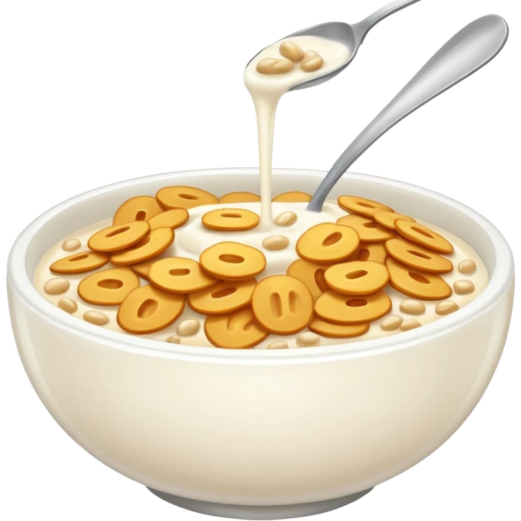 a bowl of wheat cereal with milk WITHOUT a spoon.  emoji