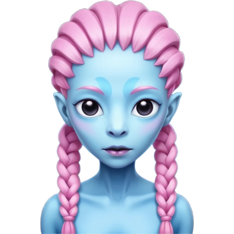 pink haired braided blue alien emoji