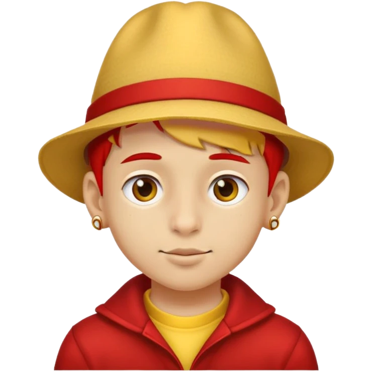 Boy wearing a nose ring and hat with yellow & RED SKIN emoji