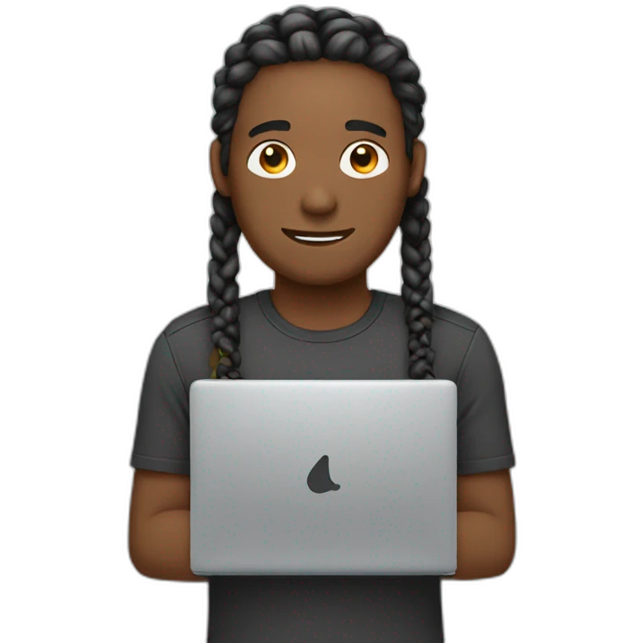 Guy Laptop with braids emoji