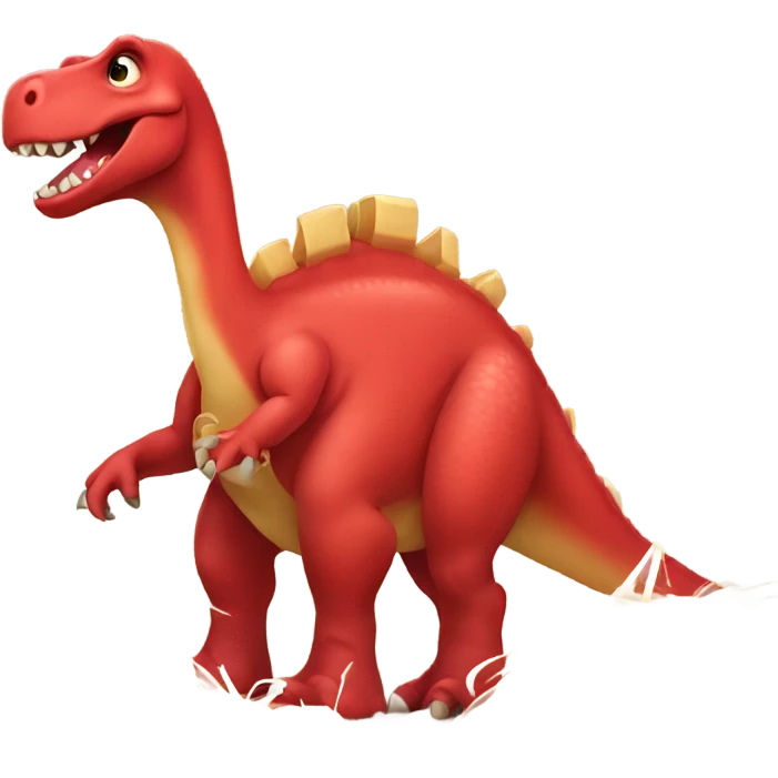 Red dinosaur with hay emoji