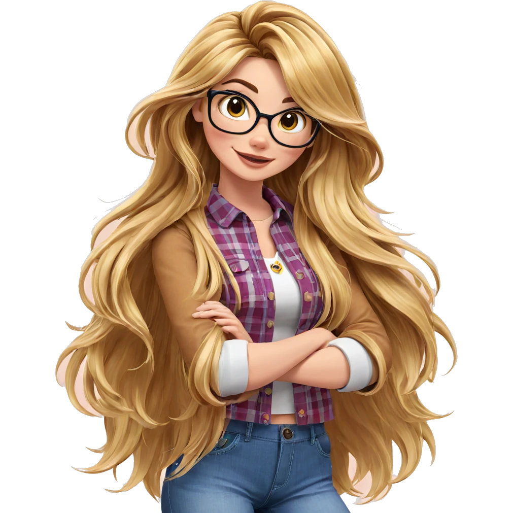 smiling girl with long hair emoji