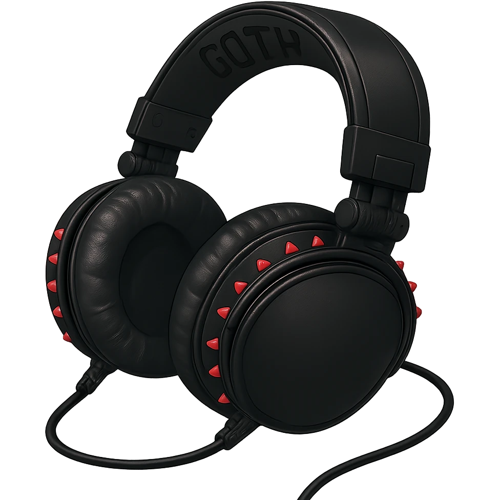 Remove the background and keep only the goth headphones in a realistic anime style with no background. emoji