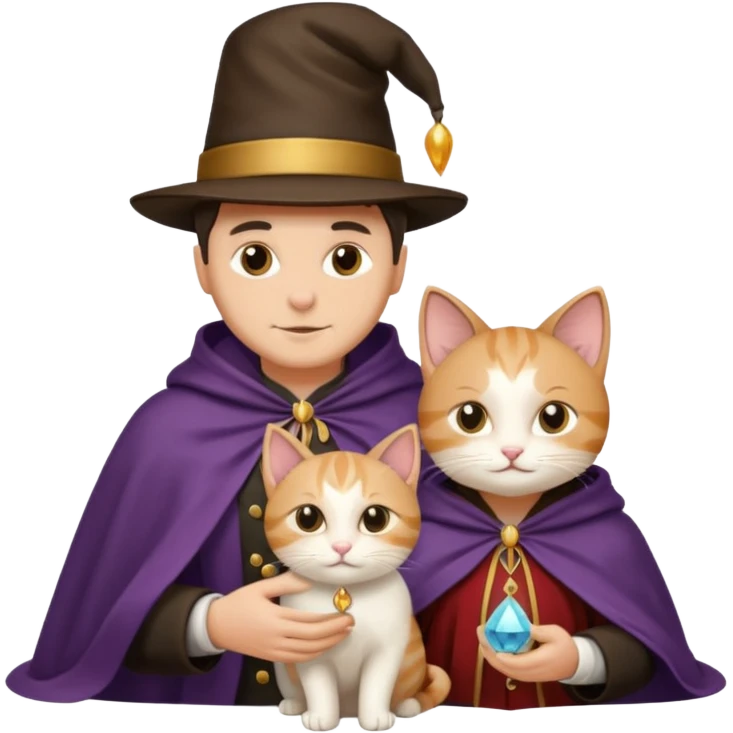 magician couple and their pet cat emoji