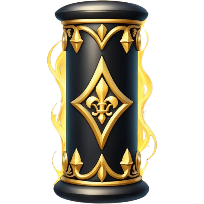 gothic obsidian pillar with golden details and a baroque and mystic atmosphere and glowing arcane sigils emoji