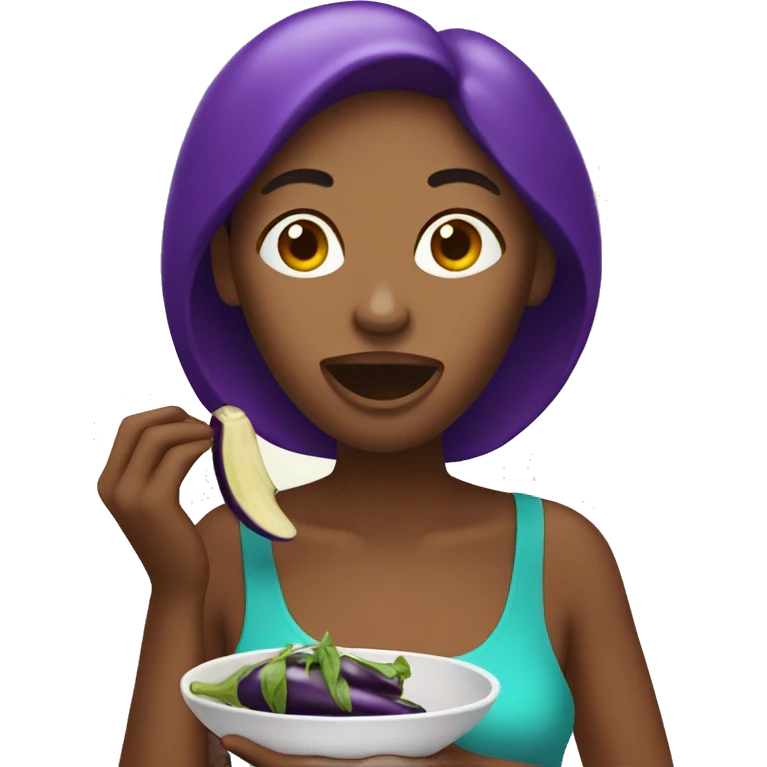 woman eating eggplant  emoji