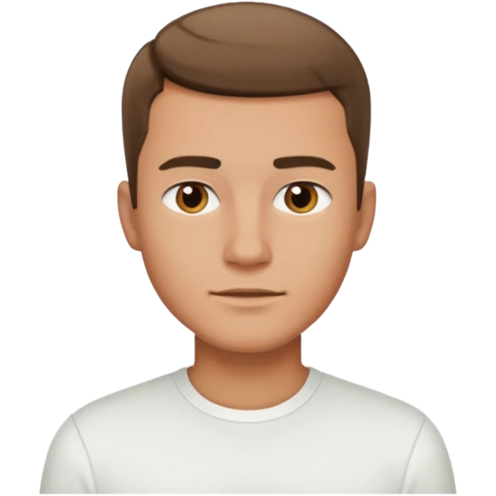 Ai create iPhone emoji, With hair comma hair short, Male, and make white shirt emoji