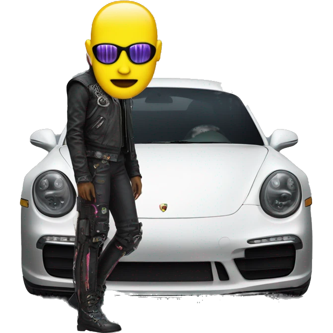 cyber punk next to porshe emoji