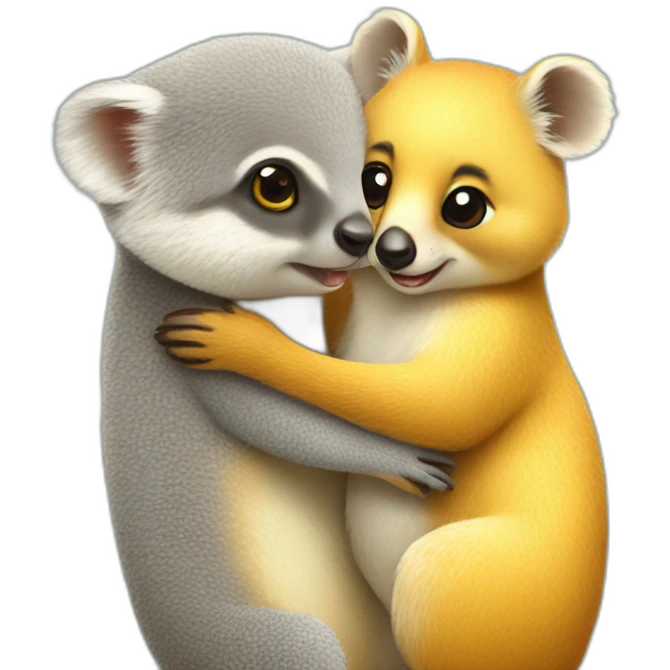 Yellow mongoose in love with a koala emoji