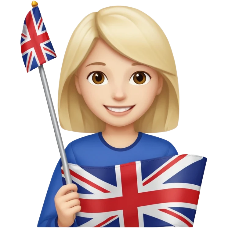 A girl from prestigios school holding British flag emoji