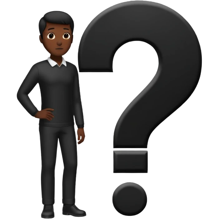 silhouette of a man with a question mark emoji