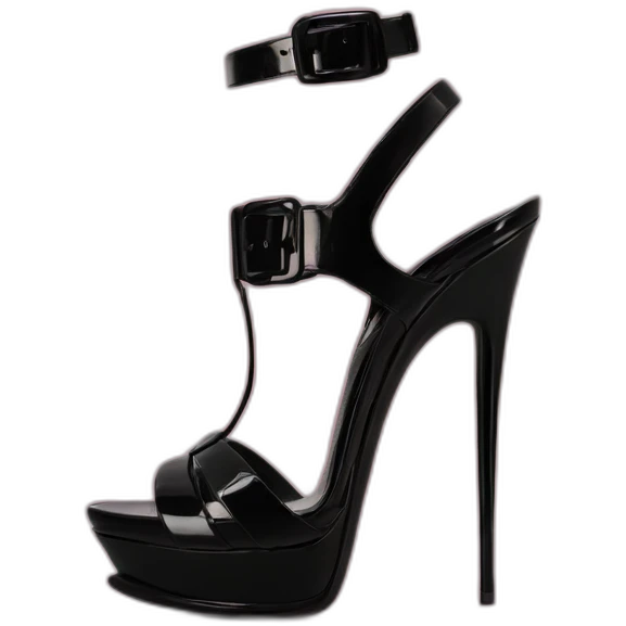Ysl TRIBUTE heel SANDAL black PATENT LEATHER emoji