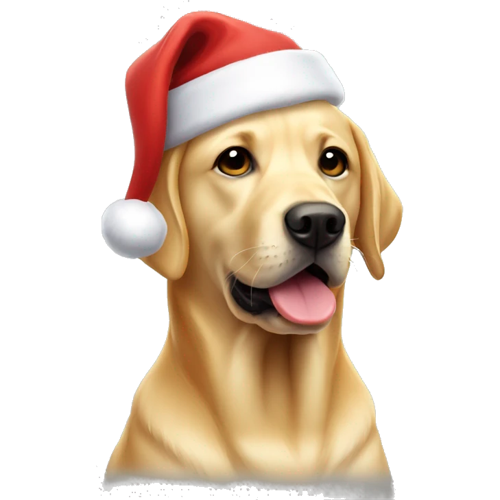 Golden Labrador with a Santa hat on emoji