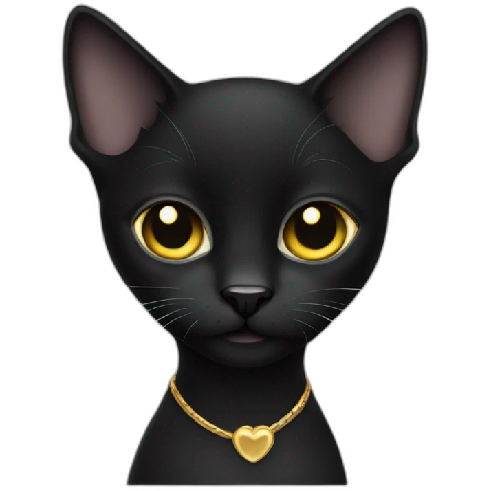 A short haired black cat with gold eyes emoji