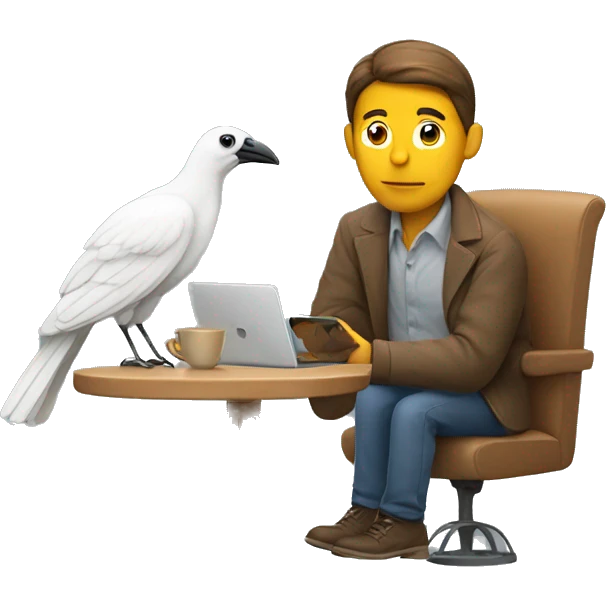 Man with bird and phone liying  emoji