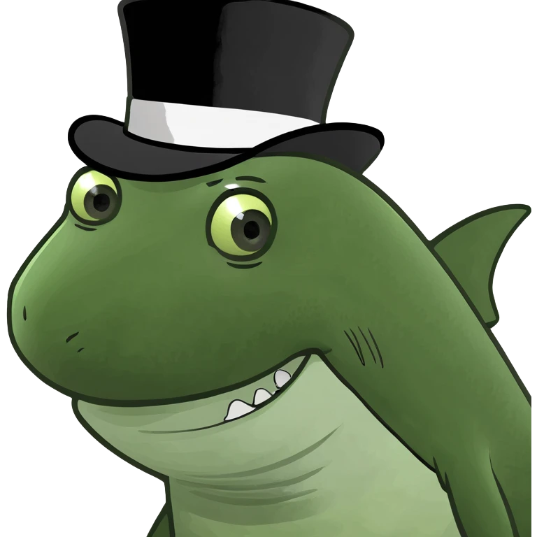 Shark with a top hat emoji