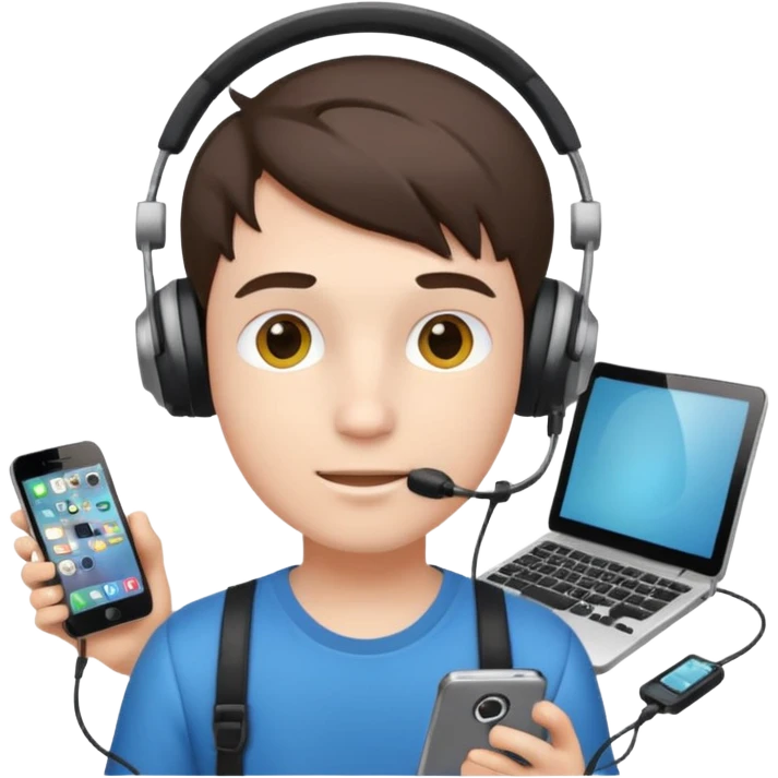 Tech boy with gadgets emoji