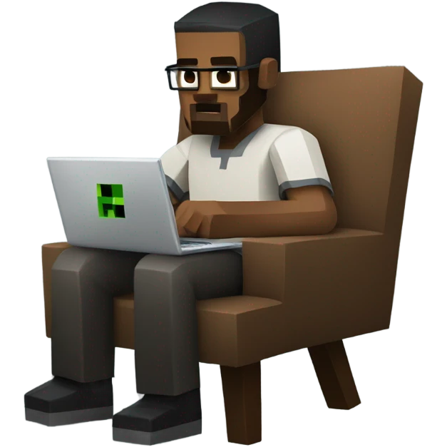 a man who plays minecraft on a laptop emoji