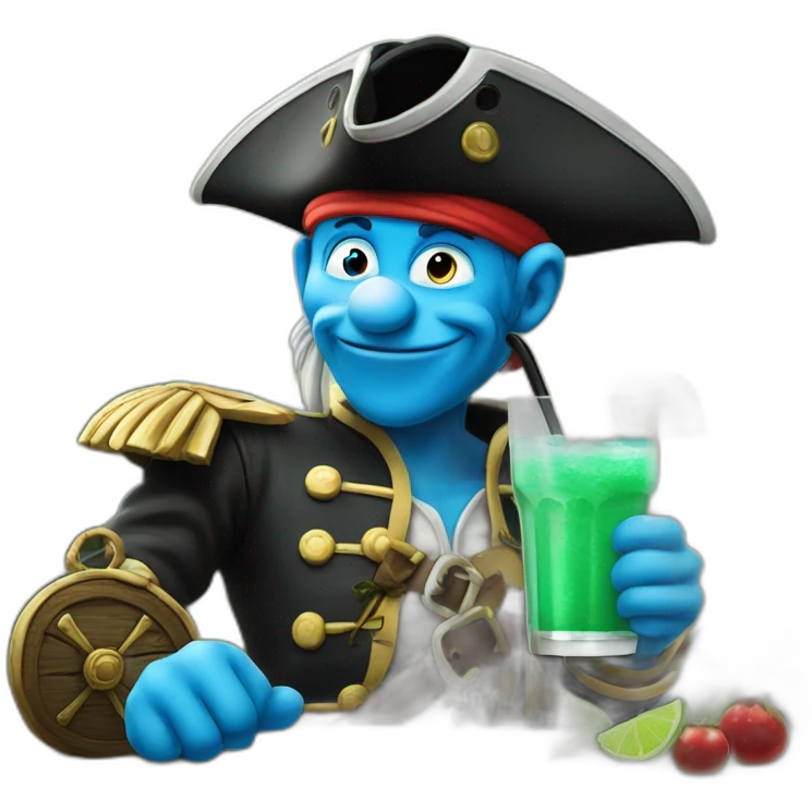 smurf pirate drinking mojito emoji