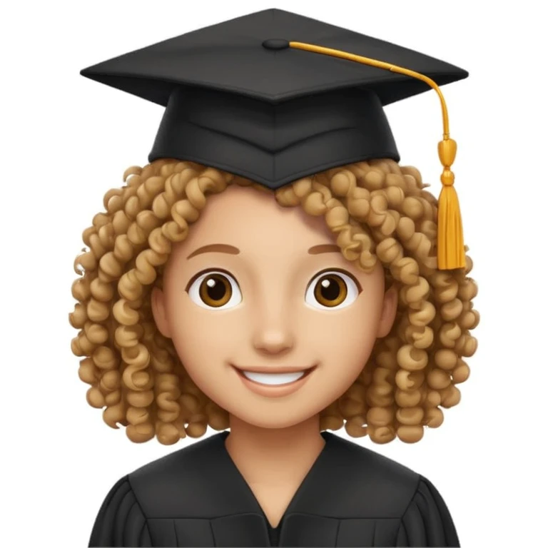 curly with graduation cap emoji