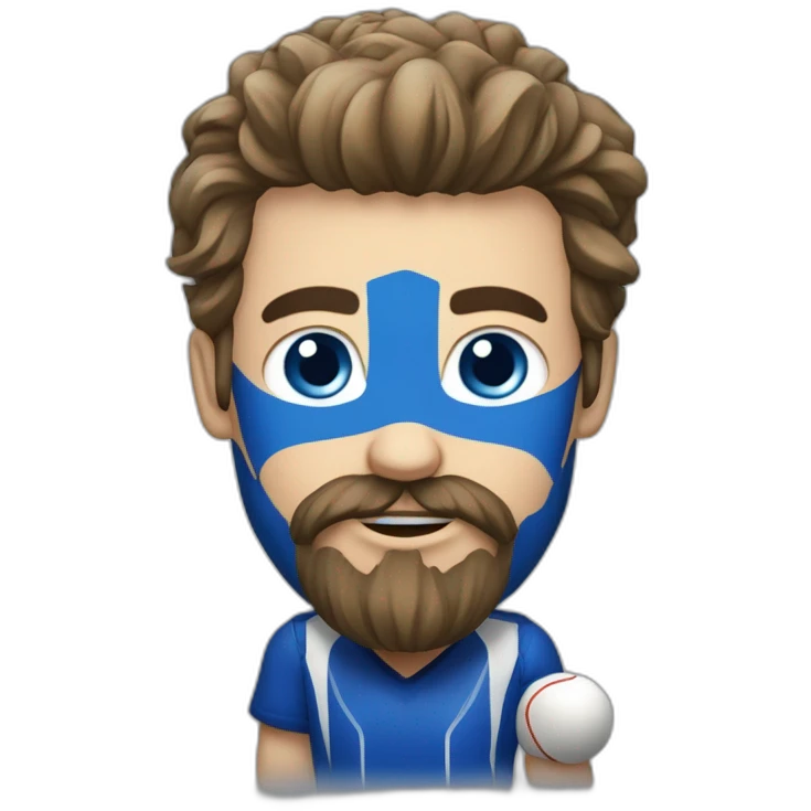 Hockeyeurs barbu habillé de bleu qui cherche la bagarre emoji