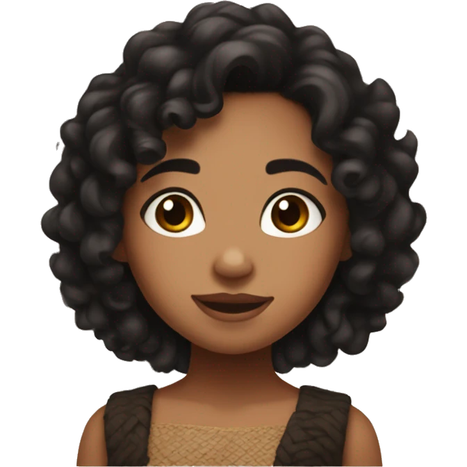 Cute brown girl with black short curly hair that looks a bit like moana emoji
