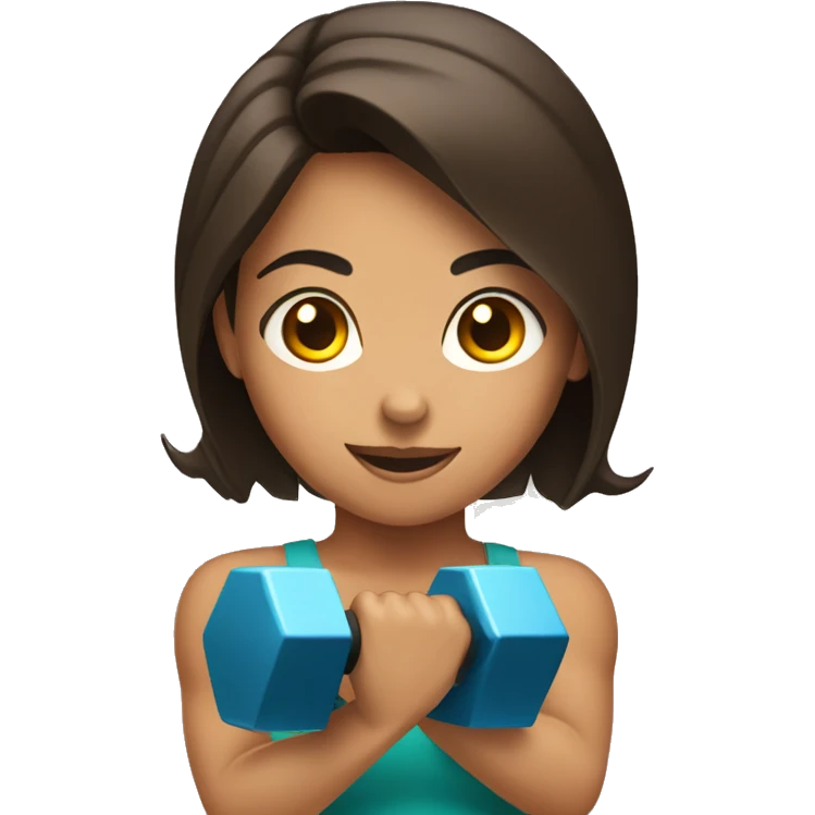 brunette girl lifting weights emoji