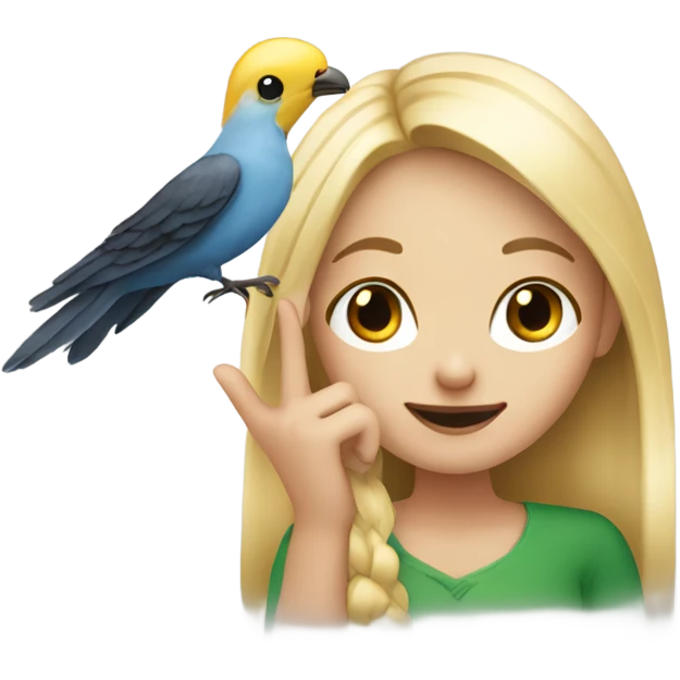 Long blonde haired girl with bird on her finger emoji