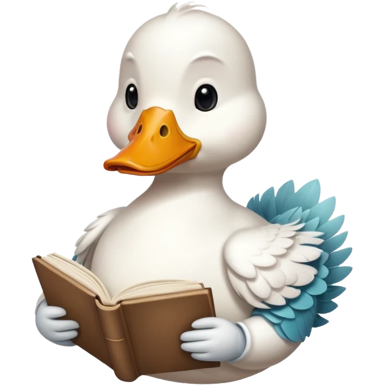 white duck holding book emoji