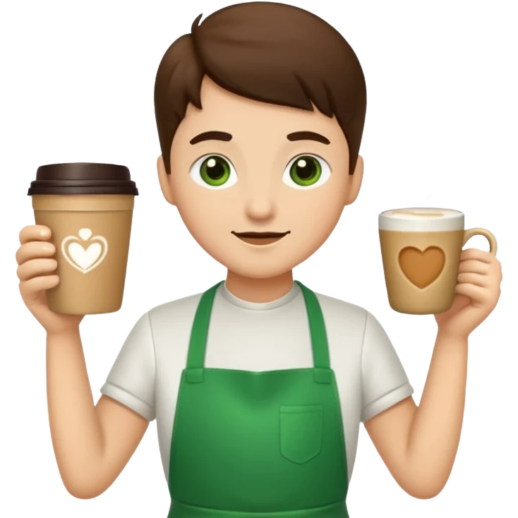 Barista + green apron + latte cup emoji