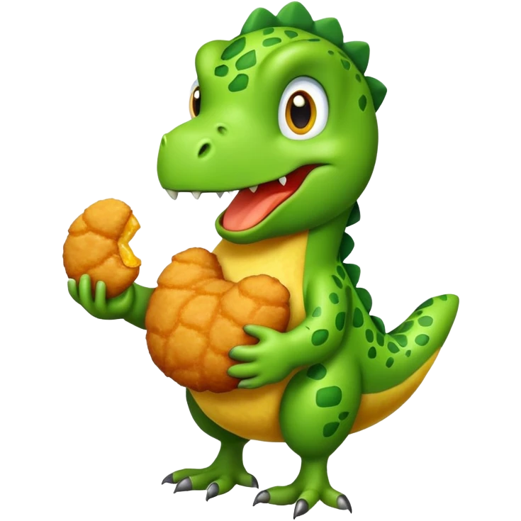 Dino holding a chicken nugget  emoji
