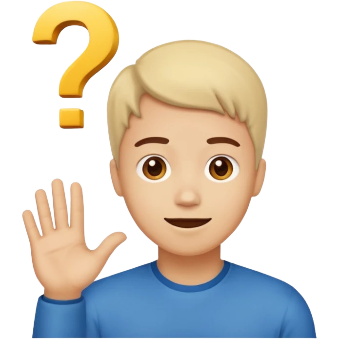 Una persona pensativa, que este feliz con un signo de interrogación arriba de la cabeza emoji