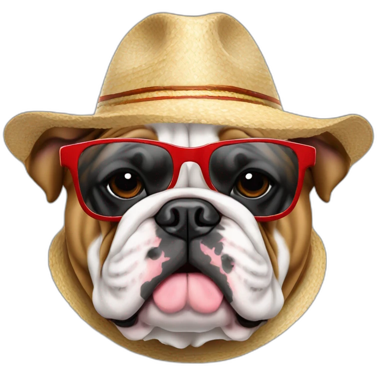 Bulldog ingles con sombrero y gafas de sol emoji