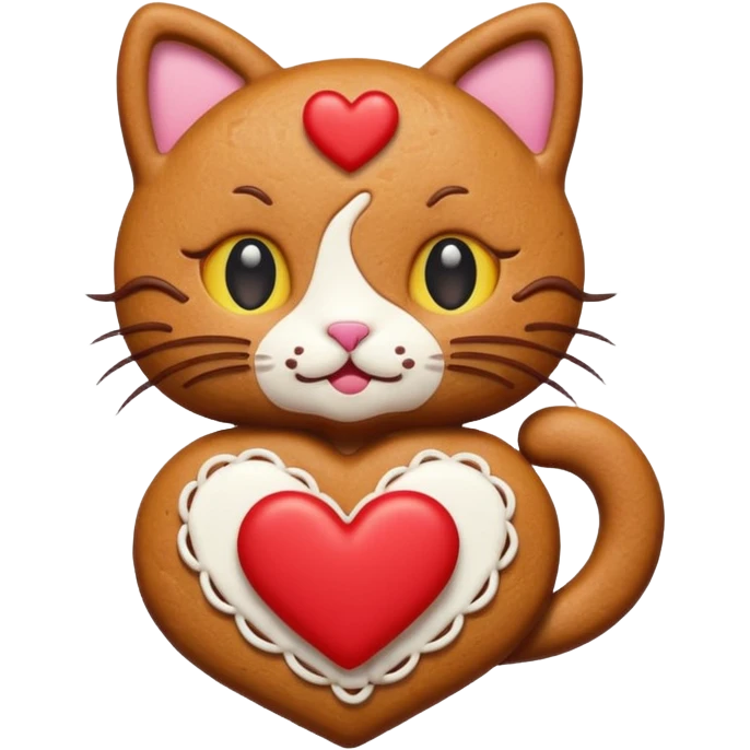 heart gingerbread kitty emoji