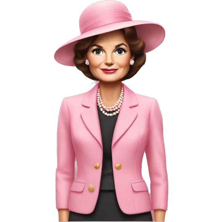 Jackie Kennedy in pink suit and hat emoji