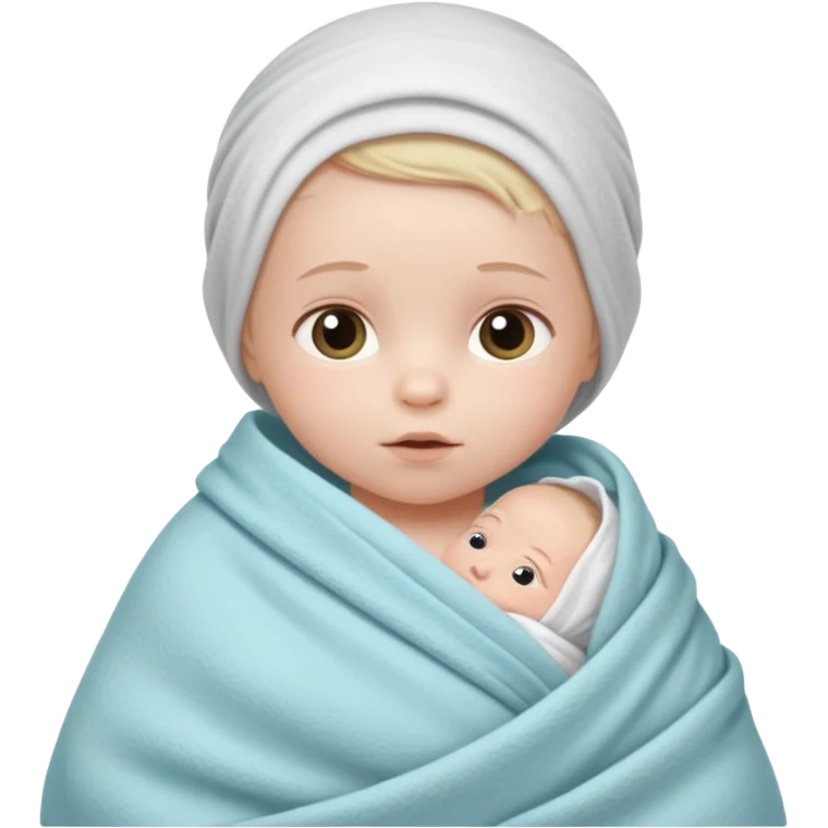 newborn white baby girl in a swaddle emoji